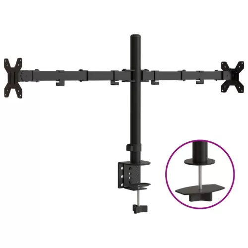  dupla fekete acél monitorállvány VESA 75/100 mm
