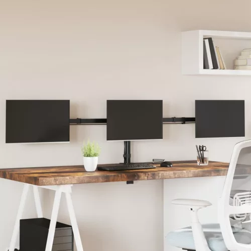  tripla fekete acél monitorállvány VESA 75/100 mm
