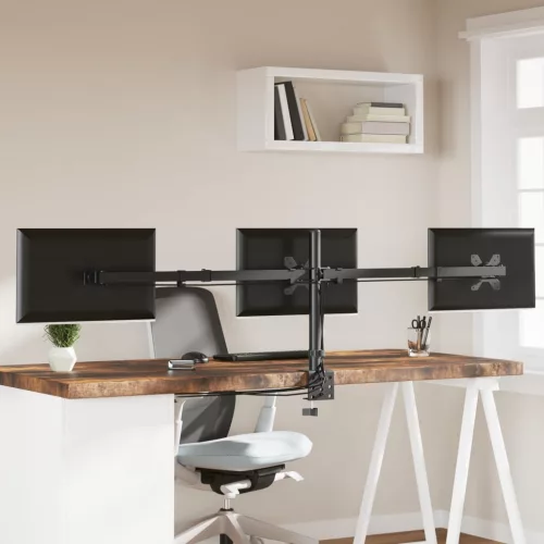  tripla fekete acél monitorállvány VESA 75/100 mm