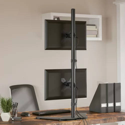  dupla fekete acél monitorállvány VESA 75/100 mm