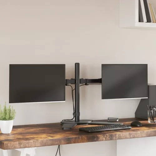  dupla fekete acél monitorállvány VESA 75/100 mm