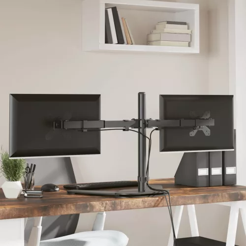  dupla fekete acél monitorállvány VESA 75/100 mm