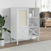  SENJA fehér rattan hatású magasszekrény 90 x 40 x 112 cm