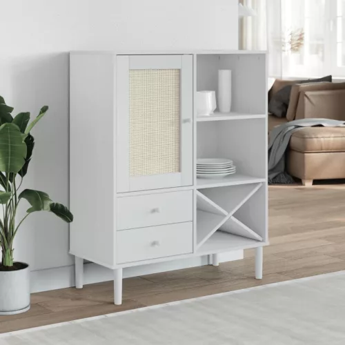  SENJA fehér rattan hatású magasszekrény 90 x 40 x 112 cm