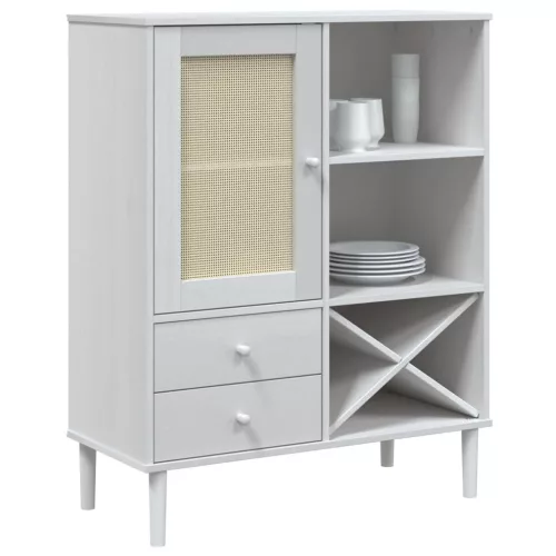  SENJA fehér rattan hatású magasszekrény 90 x 40 x 112 cm