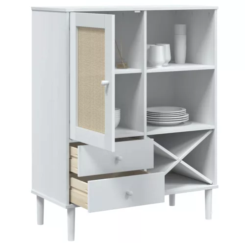  SENJA fehér rattan hatású magasszekrény 90 x 40 x 112 cm