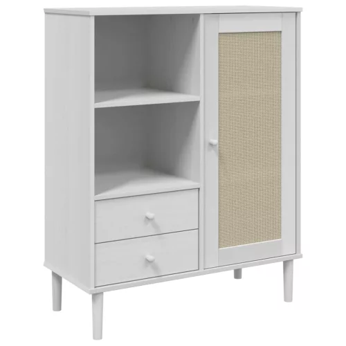  SENJA fehér rattan hatású magasszekrény 90 x 40 x 112 cm