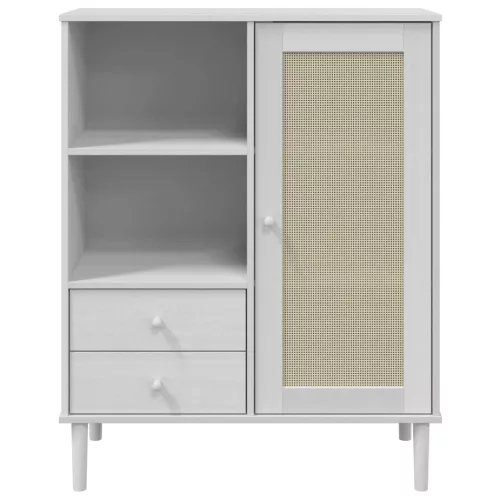  SENJA fehér rattan hatású magasszekrény 90 x 40 x 112 cm