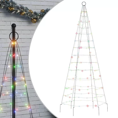  színes LED karácsonyfa zászlórúdra 200 LED 180 cm