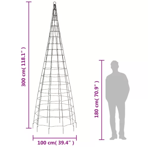  színes LED karácsonyfa zászlórúdra 550 LED 300 cm