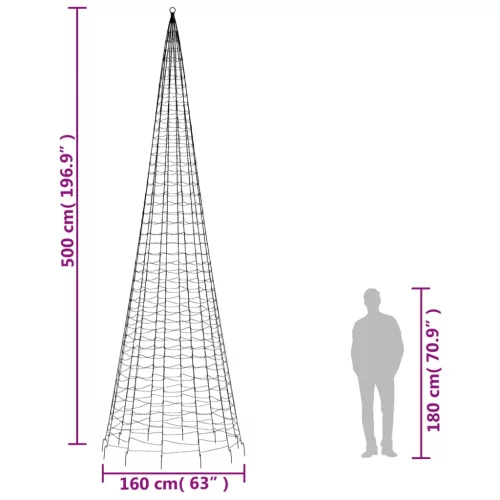  hideg fehér LED karácsonyfa zászlórúdra 1534 LED 500 cm