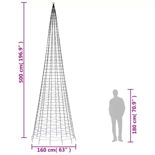  színes LED karácsonyfa zászlórúdra 1534 LED 500 cm