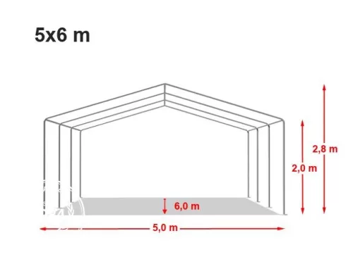 TP 5x6m standard rendezvénysátor, PVC 700 - fehér-szürke
