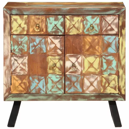  többszínű tömör újrahasznosított fa fiókos szekrény 70x35x70 cm