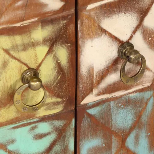  többszínű tömör újrahasznosított fa fiókos szekrény 70x35x70 cm