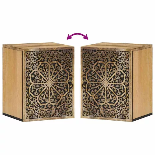  tömör mangófa falra szerelhető fürdőszobaszekrény 38x33x48 cm