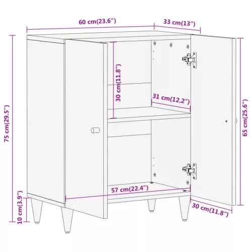 tömör mangófa tálalószekrény 60 x 33 x 75 cm