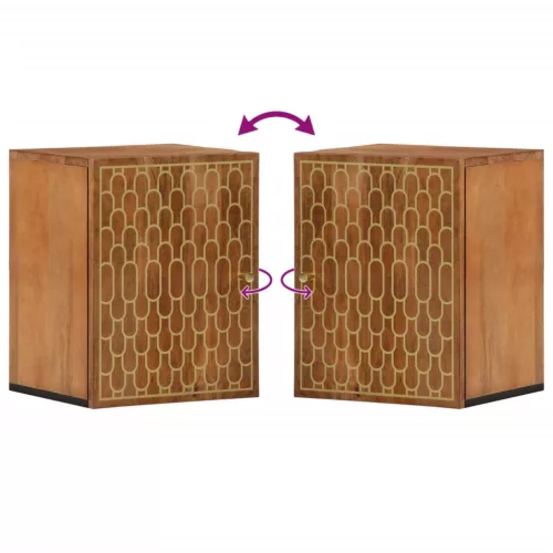  tömör mangófa falra szerelhető fürdőszobaszekrény 38x33x48 cm