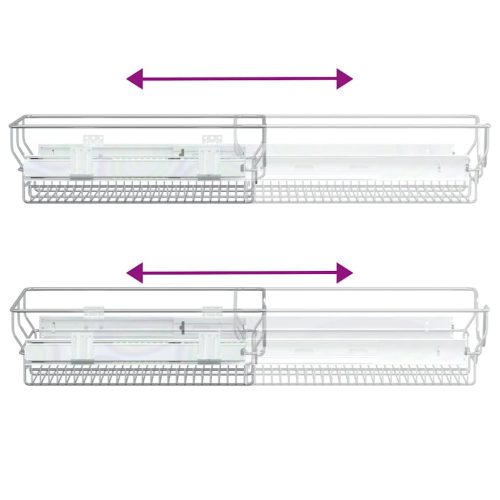  2 db ezüstszínű kihúzható drótkosár 45 cm