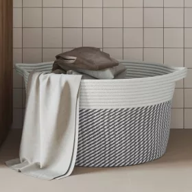  szürke és fehér pamut tárolókosár Ø40 x 25 cm
