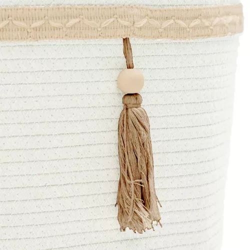  fehér pamut tárolókosár Ø38 x 36 cm