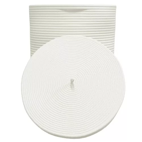  barna-fehér pamut tárolókosár fedéllel Ø37 x 50 cm