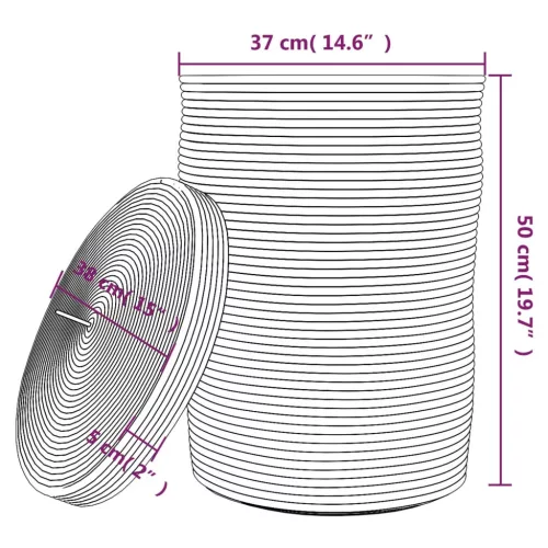  barna-fehér pamut tárolókosár fedéllel Ø37 x 50 cm