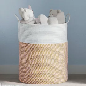  barna-fehér pamut tárolókosár Ø38 x 46 cm