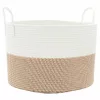  barna-fehér pamut tárolókosár Ø51 x 33 cm