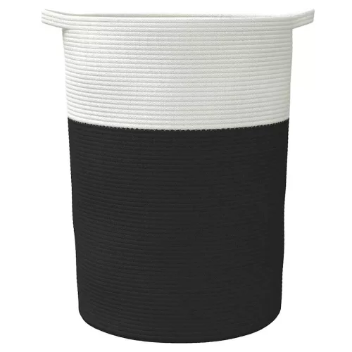 fekete-fehér pamut tárolókosár Ø49 x 65 cm