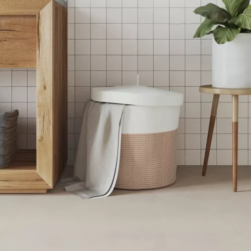  barna és fehér pamut tárolókosár fedéllel Ø40 x 35 cm