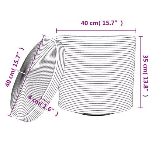  barna és fehér pamut tárolókosár fedéllel Ø40 x 35 cm