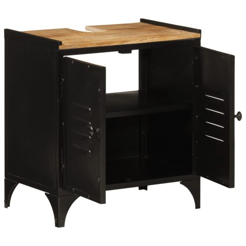  vas és tömör mangófa fürdőszobai mosdószekrény 55 x 35 x 60 cm