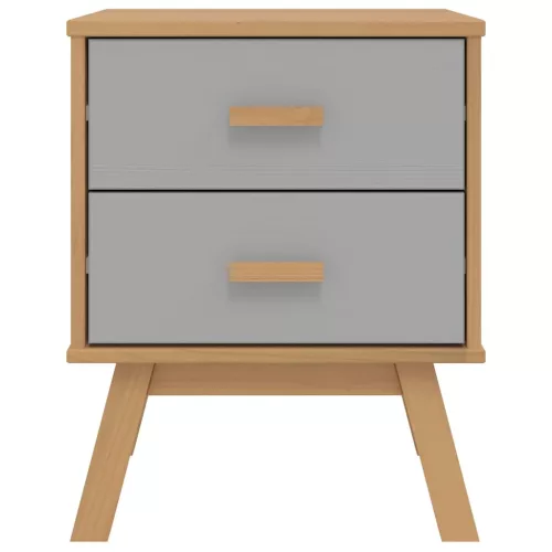  OLDEN szürke és barna tömör fenyőfa éjjeliszekrény