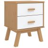  OLDEN fehér és barna tömör fenyőfa éjjeliszekrény