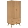  OLDEN barna tömör fenyőfa gardrób 76,5 x 53 x 172 cm