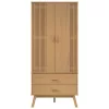  OLDEN barna tömör fenyőfa gardrób 76,5 x 53 x 172 cm