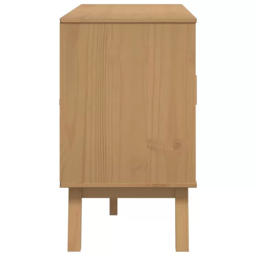  OLDEN fehér és barna tömör fenyőfa tálalószekrény 114x43x73,5cm