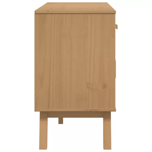  OLDEN barna tömör fenyőfa tálalószekrény 114 x 43 x 73,5 cm