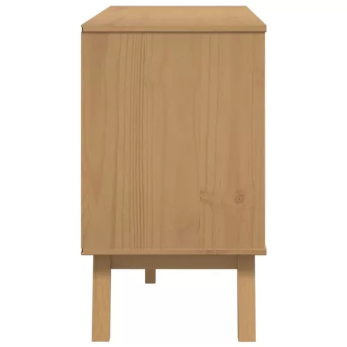  OLDEN fehér és barna tömör fenyőfa tálalószekrény 114x43x73,5cm