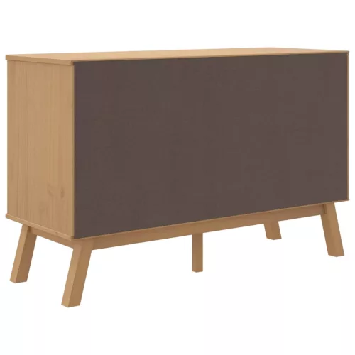  OLDEN fehér és barna tömör fenyőfa tálalószekrény 114x43x73,5cm