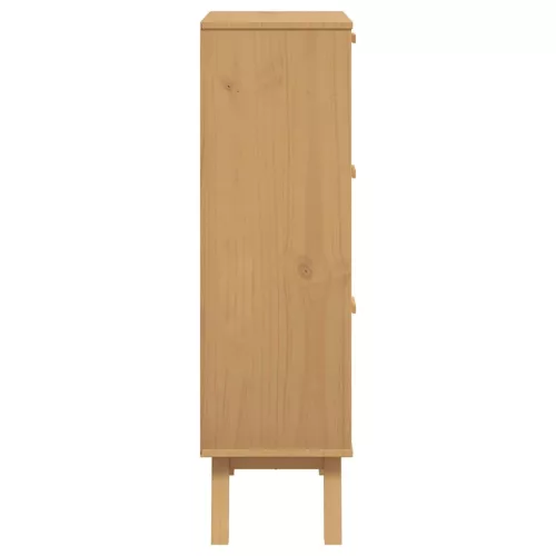  OLDEN barna tömör fenyőfa cipőszekrény 55 x 35 x 120 cm