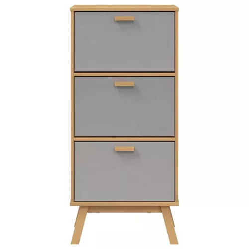  OLDEN szürke és barna tömör fenyőfa cipőszekrény 55x35x120 cm