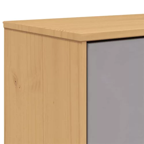  OLDEN szürke és barna tömör fenyőfa cipőszekrény 55x35x120 cm