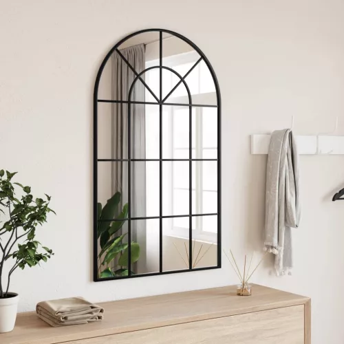  fekete ívelt vas fali tükör 60 x 100 cm