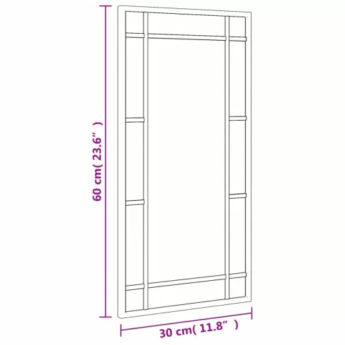  fekete téglalap alakú vas fali tükör 30 x 60 cm