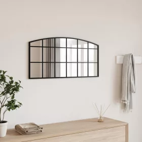  fekete ívelt vas fali tükör 80 x 40 cm