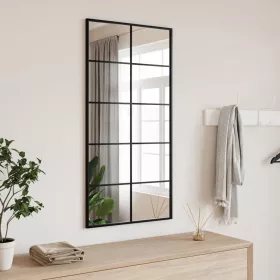  fekete téglalap alakú vas fali tükör 50 x 100 cm