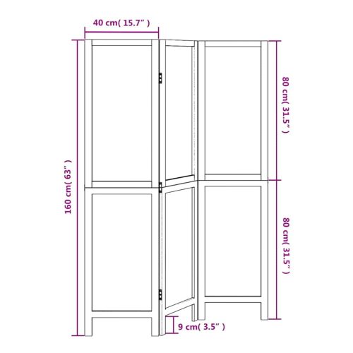  3 paneles fehér tömör császárfa térelválasztó