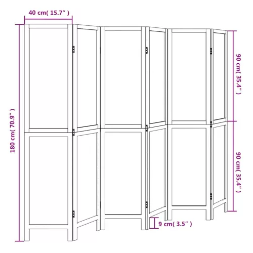  6 paneles fehér tömör császárfa térelválasztó